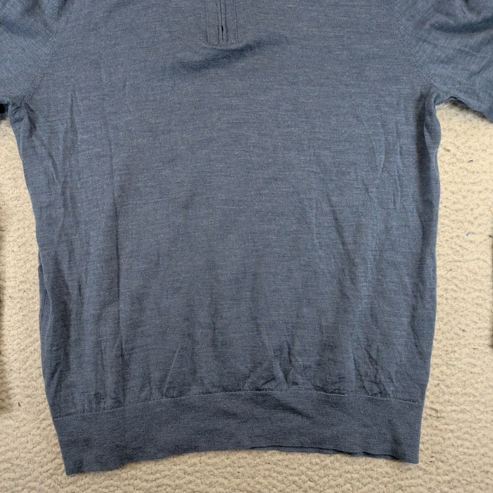 Banana Republic Mens Blue 100% Extra Fine Merino Wool Quarter Zip Sweater Large